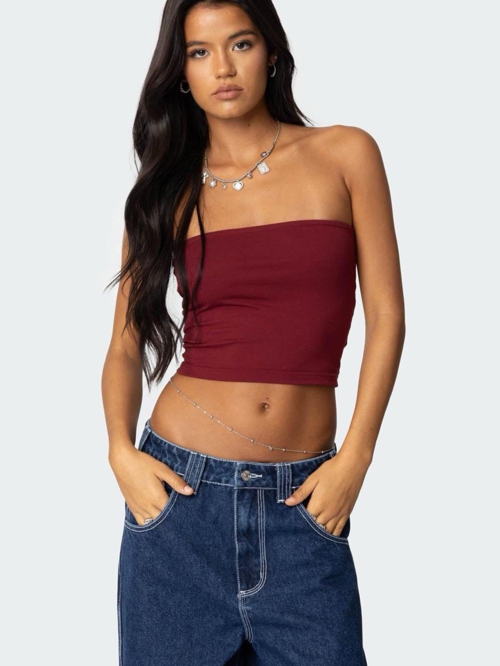 Edikted Burgundy Basic Tube Top